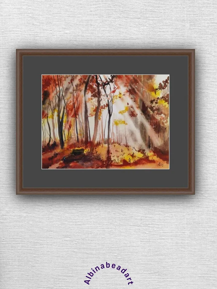 Autumn forest landscape painting 7.5 by 10,5"