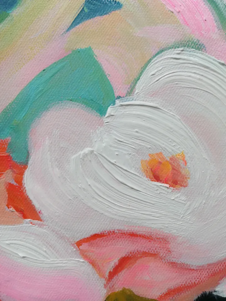 Large Original Flowers Oil Painting On Canvas, Abstract Blooming Flowers Painting, Boho Wall Art, Custom Painting, Living room Home Decor