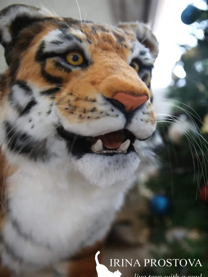 Tiger realistic plush animals. Ooak toy. Big tiger stuffed toy
