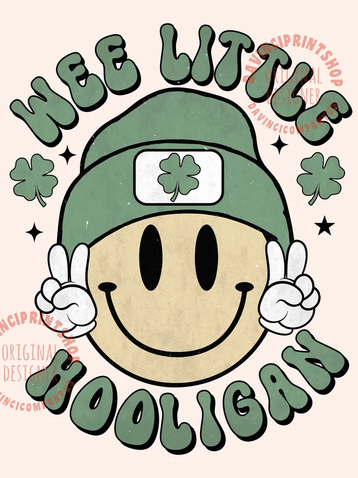 Wee Little Hooligan png, St.Patricks Day png, Shamrock png, Boy sublimation, Kid St.Patricks day png, Toddler boy png, retro png, png