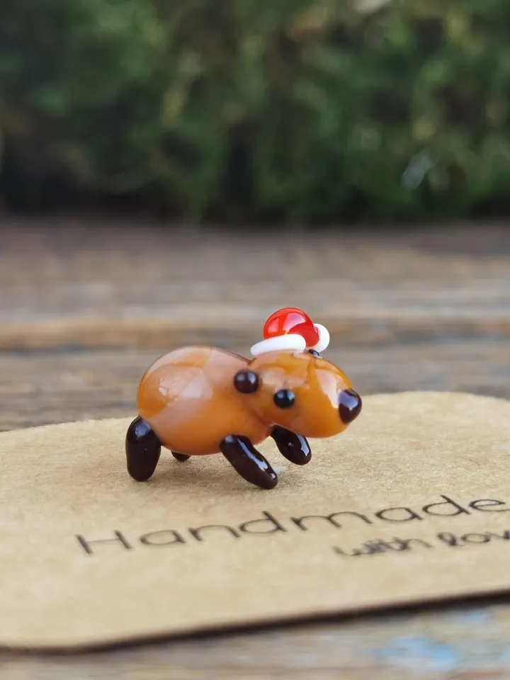 GLASS FIGURINES Capybara figurine Glass Capybara Miniature Capybara tiny Capybara Tiny glass animals Terrarium Dollhouse miniature