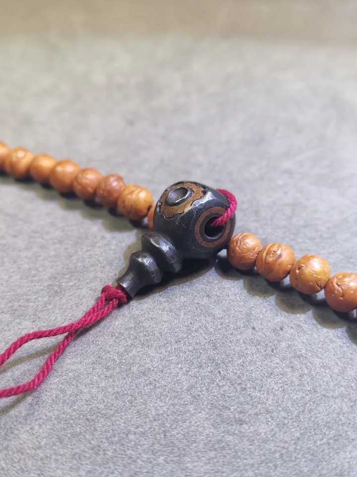 Gandhanra Tibetan Cold Iron Guru Bead,Big Size T-drilled 3-Hole Prayer Bead,Mala Bead,Connector Bead for Buddhist Bead Accessories