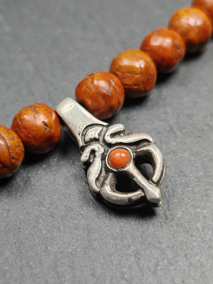 Gandhanra Vintage Tibetan Sterling Silver Bhum Counter Clip for Mala Necklace,Traditional Cintamani Shape,Uniqe Prayer Bead Accessories