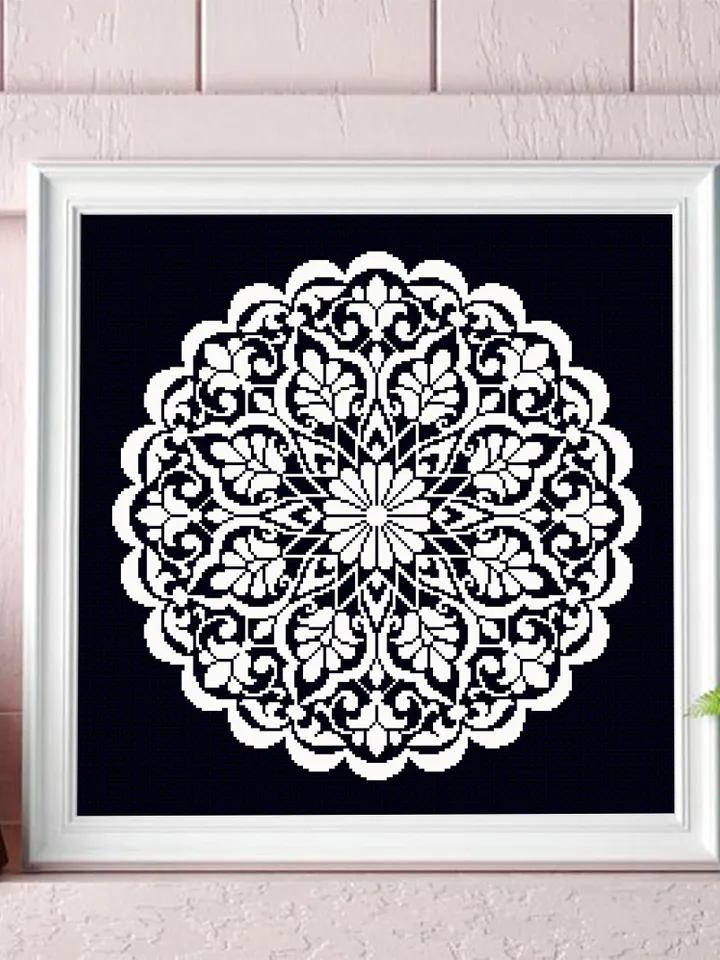 Flower mandala set cross stitch pattern download pdf Floral cross stitch chart Modern beginner stitch Floral mandala digital Home decor #S63
