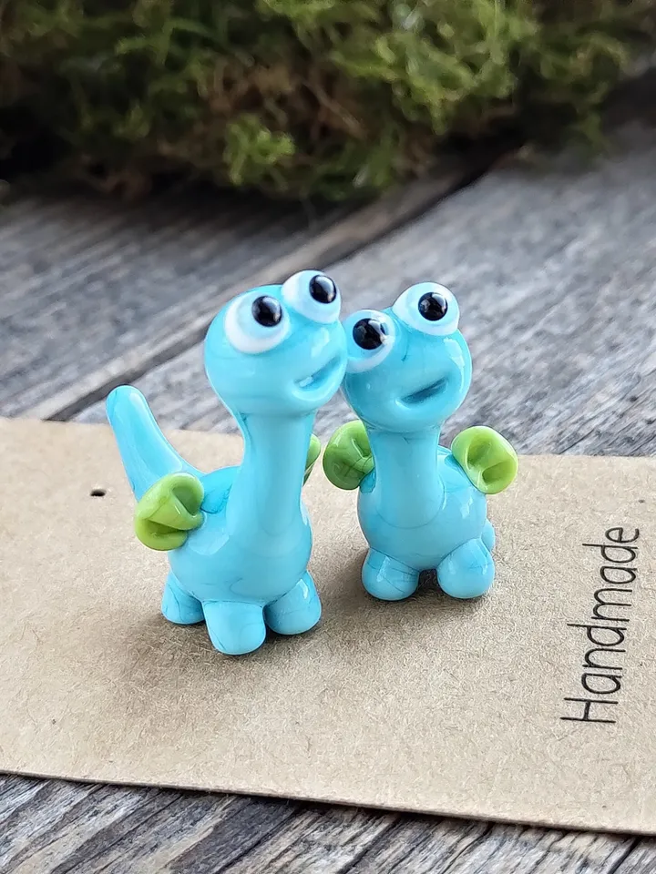 DINOSAUR ORNAMENTS Dinosaur figurine Glass dinosaur decor Miniature Dinosaur gift Dino figurine Glass figurines Tiny glass animals Dragon