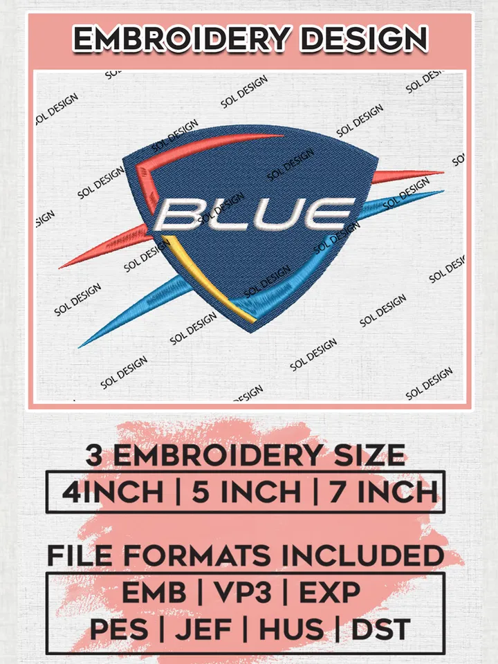 Oklahoma City Blue Team Logo Embroidery Designs, NBA G League Team Embroidery Files, Basketball Machine Embroidery Designs, NBA Oklahoma City Blue Team Logo, Sport Machine Embroidery Design, Digital Download