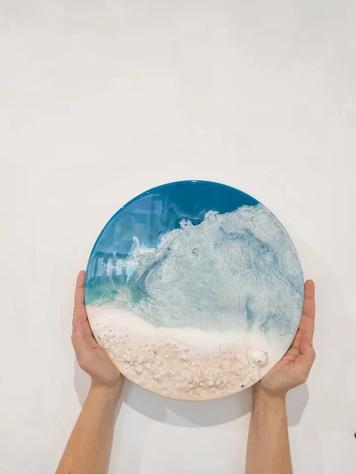 Ocean scene resin art – Beach house wall decor – Mothers day gift for mom