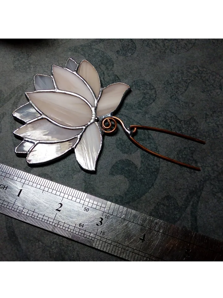Flower suncatcher, Lotos, Pink lotos flower, nature Stained glass, Glass plant, Stained glass flower, Garden art