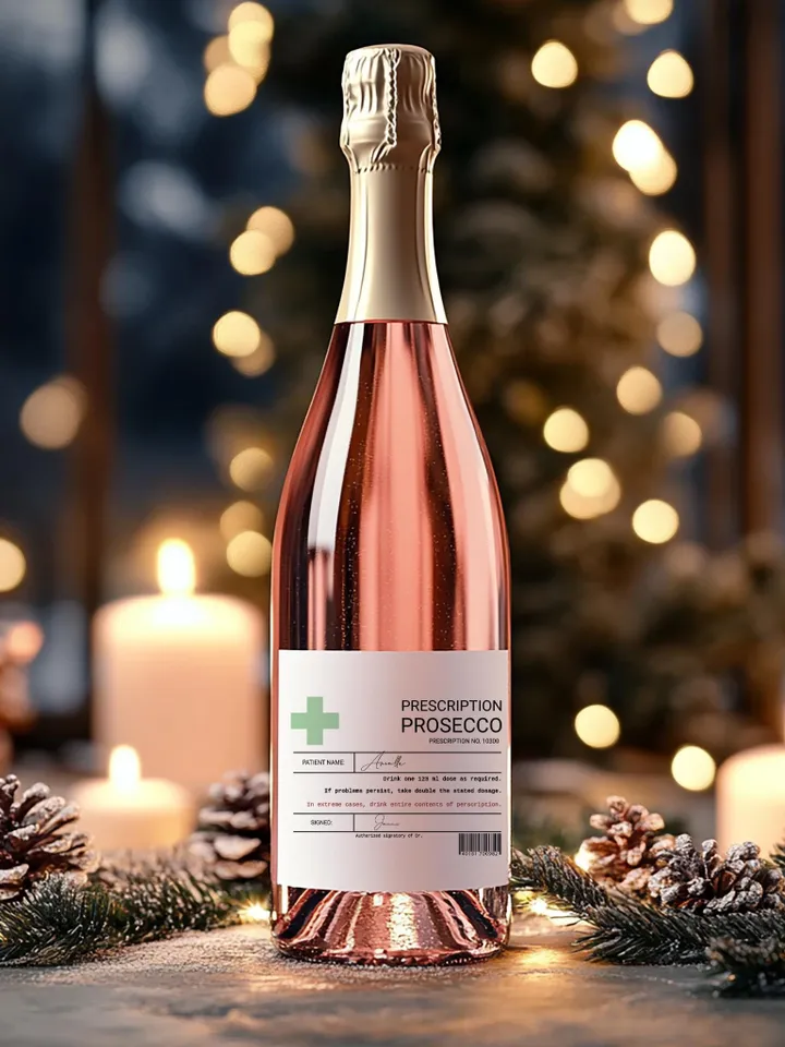 Prescription Prosecco Label Personalized Champagne sticker; Editable & Printable fun novelty gift Birthday, Christmas, gift for her