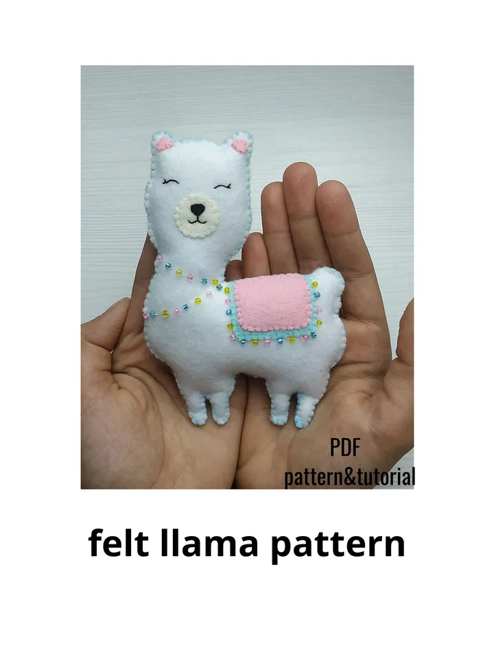 llama felt pattern, llama alpaca toy, plush sewing pattern, felt animals pattern PDF, toddler kids toys, plush llama décor, llama toy for baby, llama alpaca stuffed animal, alpaca llama stuffed toy, cute llama toy, baby shower gift