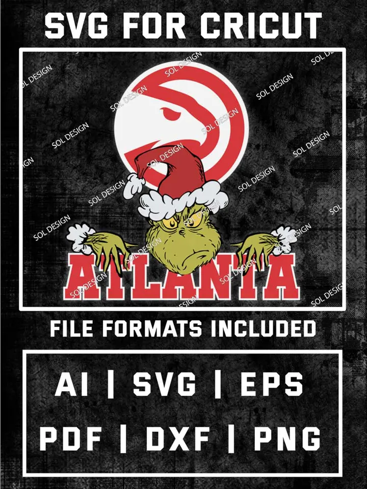 Grinch Atlanta Hawks SVG, NBA SVG Design, NBA Atlanta Hawks SVG, NBA Hawks Cricut, Christmas Svg, Grinch svg, Digital Download