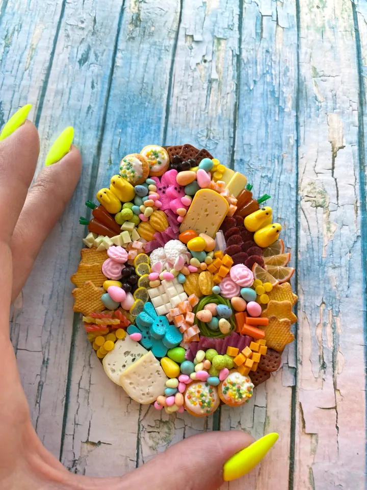 Magnet Miniature Easter Charcuterie Board with Polymer Clay Souvenir