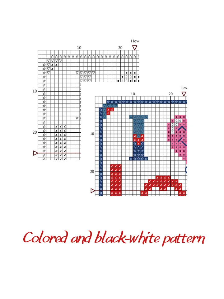 Cross stitch pattern I Love You, easy cross stitch chart PDF