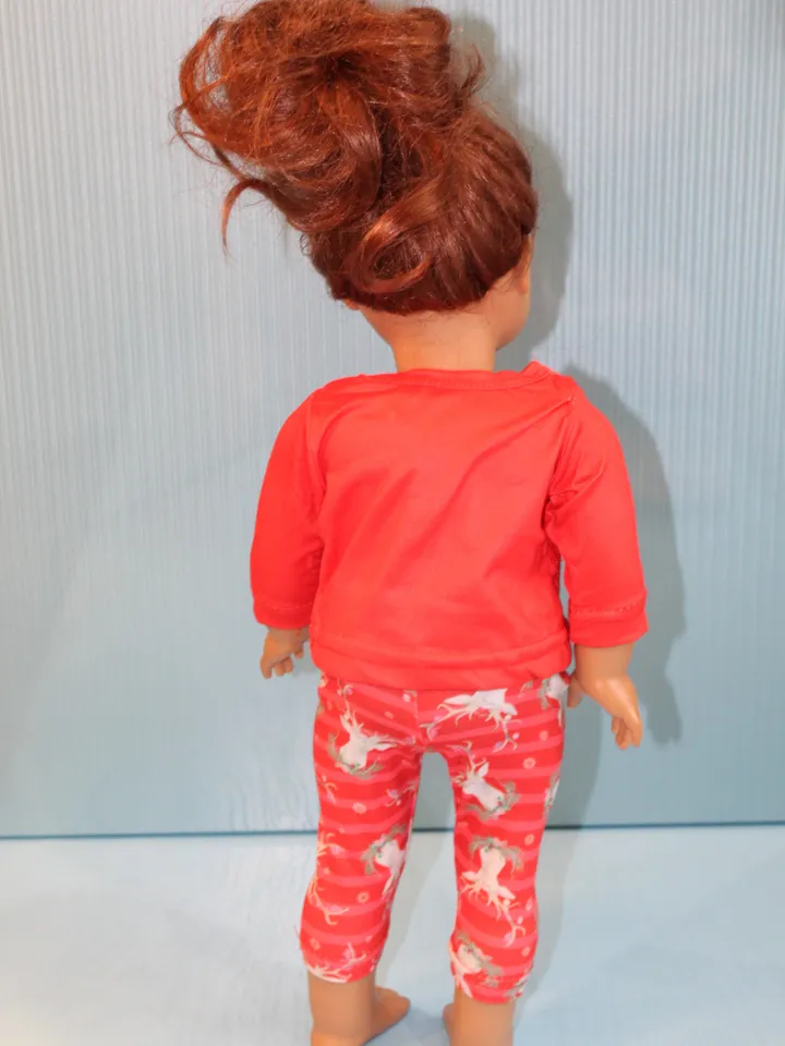 Handmade American Girl Doll Christmas pajamas and soft toy for doll – Christmas gift for granddaughter