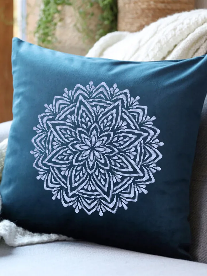 Flower mandala cross stitch pattern PDF download Mandala ornament cross stitch chart, Monochrome floral mandala pattern digital PDF #M232