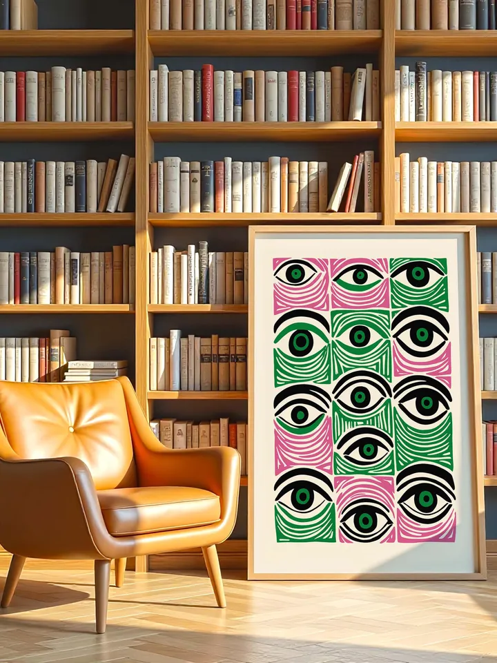 Abstract Eye Wall Art, Colorful Modern Eye Prints, Minimalist Digital Eye Poster Set, Vibrant Home Office Decor, Instant Digital Download
