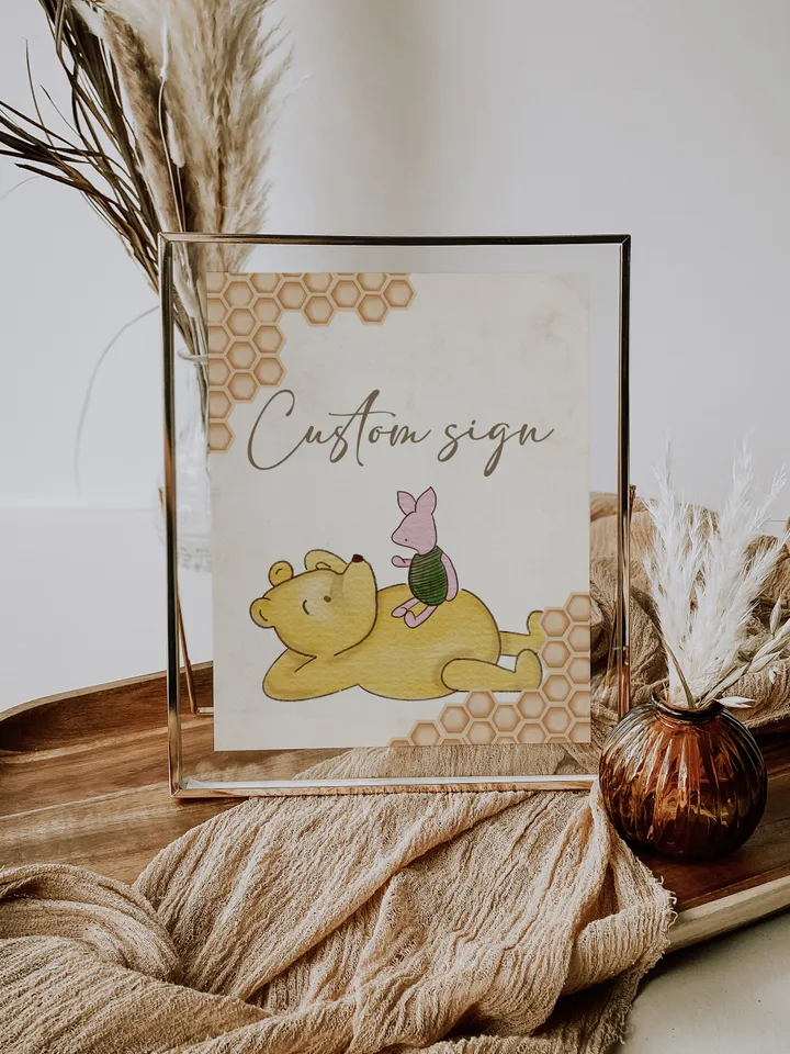 DIY Winnie Pooh Birthday Bundle; Editable 1st Birthday Party Template; Winnie the Pooh Birthday Party; Pooh Birthday Party Decoration; hc12