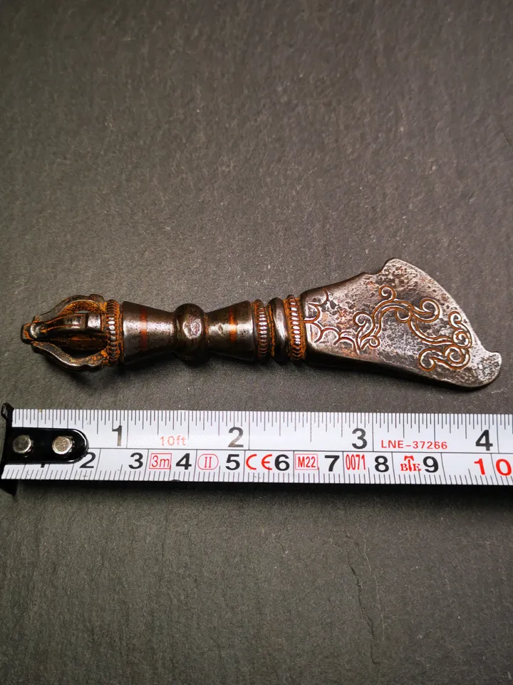 Gandhanra Tibetan Amulet,Kartika(knife of the dakinis), Trantic Buddhism Dharma Ritual, Altar Tools,Made of Cold Iron,3.9"