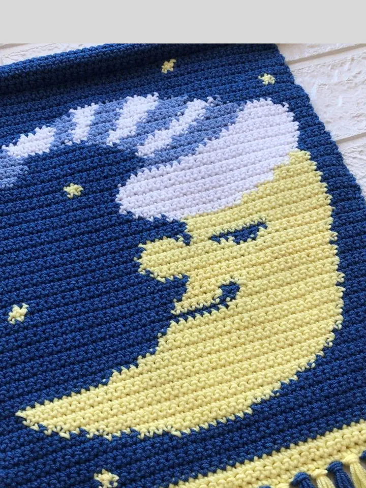 Crochet Moon Wall Hanging Decor Pattern PDF