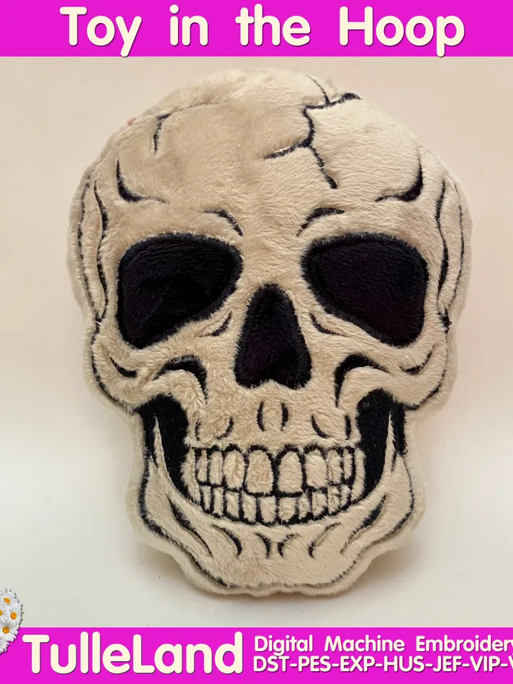 In The Hoop Machine Embroidery design ITH Halloween Scull Ghost Zombie Sceleton toy soft stuffed in the Hoop ITH Pattern.