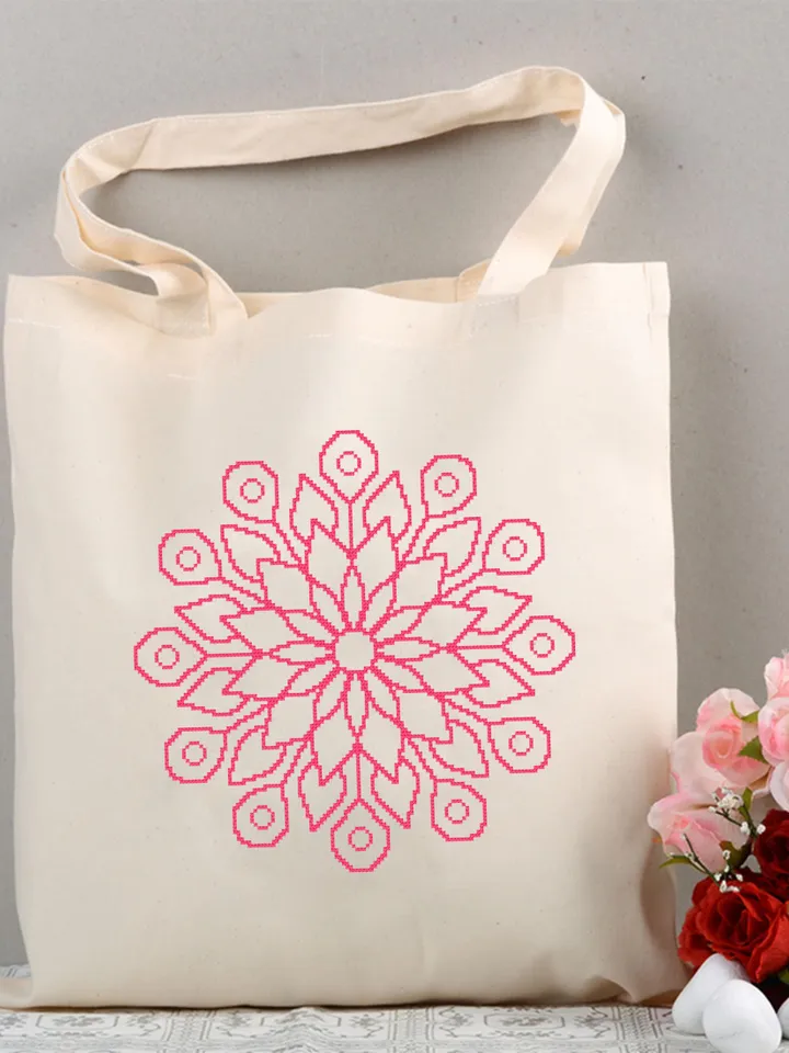 Easy mandala cross stitch pattern download PDf, Monochrome floral ornament cross stitch chart, Quick beginner stitch, DIY Home decor #M22