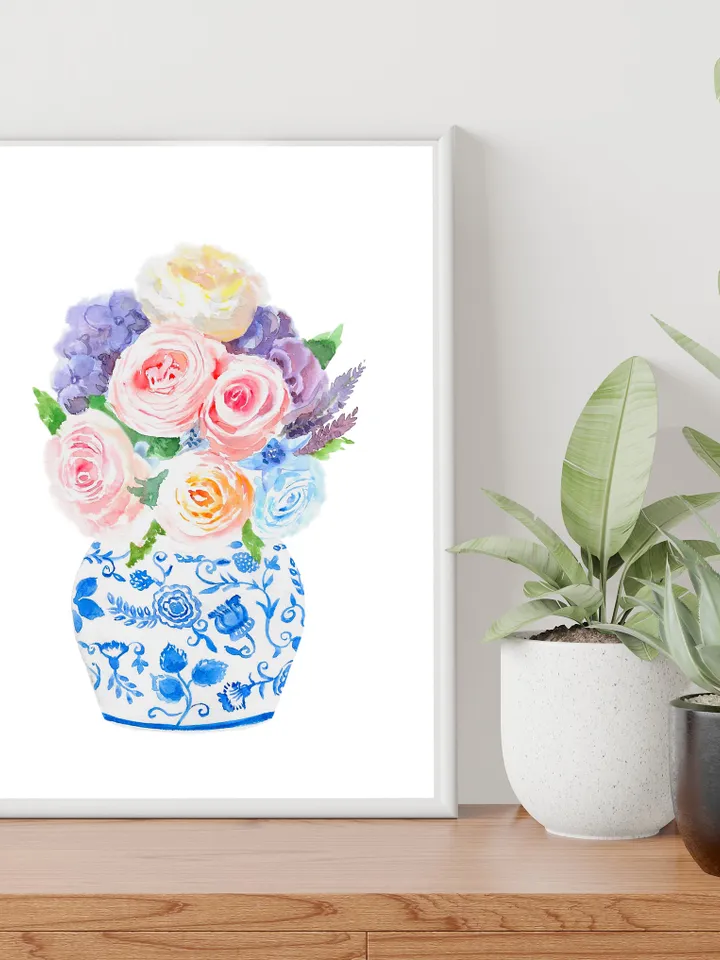 Chinoiserie Wall Art Traditional Chinese Blue And White Vase Art Room Decoration Home Decor Digital Download Ginger Jar Art Asian Art Print