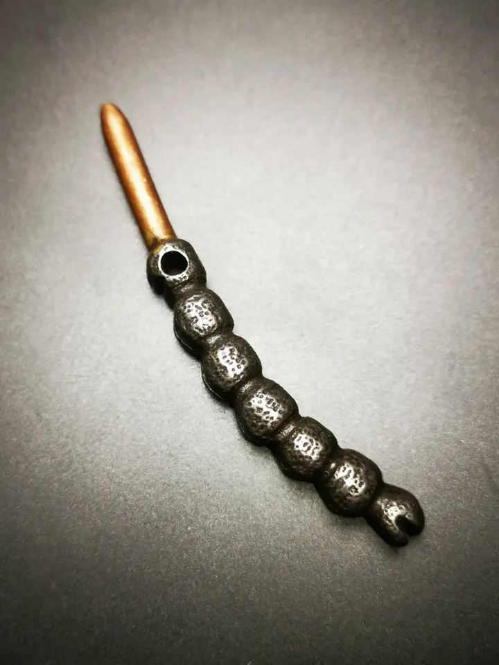 Handmad Charm Pendant,Tibetan Cordyceps Sinensis,Made of Cold Iron and Brass