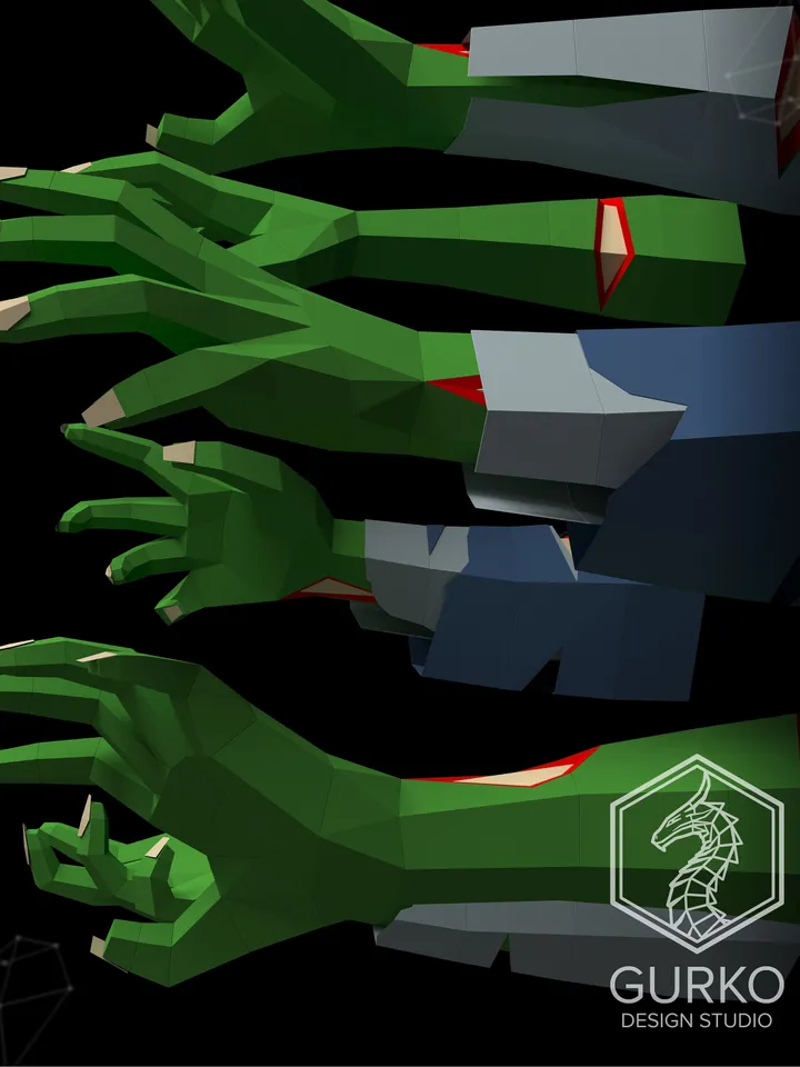 Zombie Hands Papercraft, Digital Template, PDF Download, Gurko, 3D Low Poly, Pepakura, DIY Origami Sculpture, Paper Decor, DIY Gift