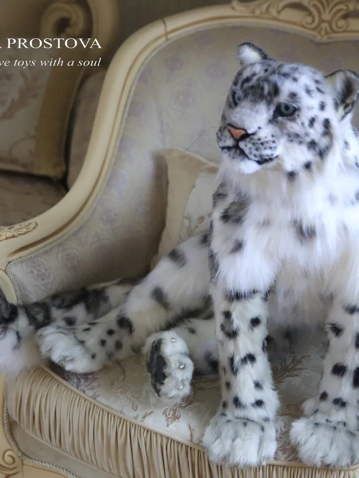 Snow leopard Irbis plush animals. Ooak toy. Snow leopard stuffed toy