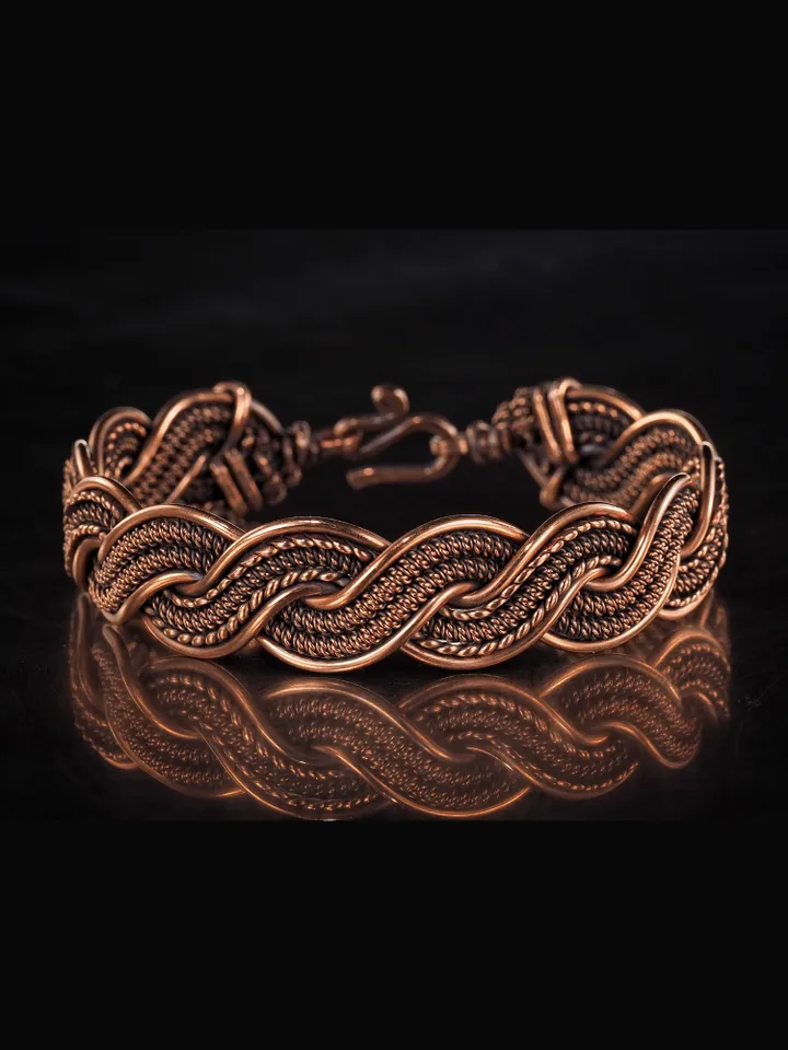 Woven copper wire bracelet Antique style handcrafted copper jewelry Unique gift