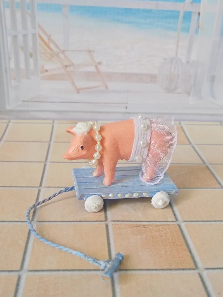 Pig on a cart. Toy for the doll.1:12 scale.