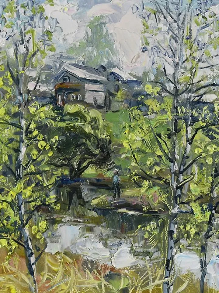 Birch Painting Spring Artwork Landscape Oil Impressionism Plein Air Nature Art
