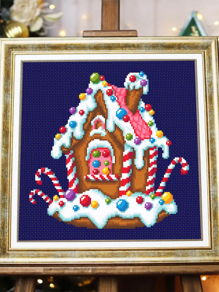 Gingerbread house cross stitch pattern download PDF Christmas pattern digital PDF Gingerbread cookies cross stitch chart Happy New Year #N39