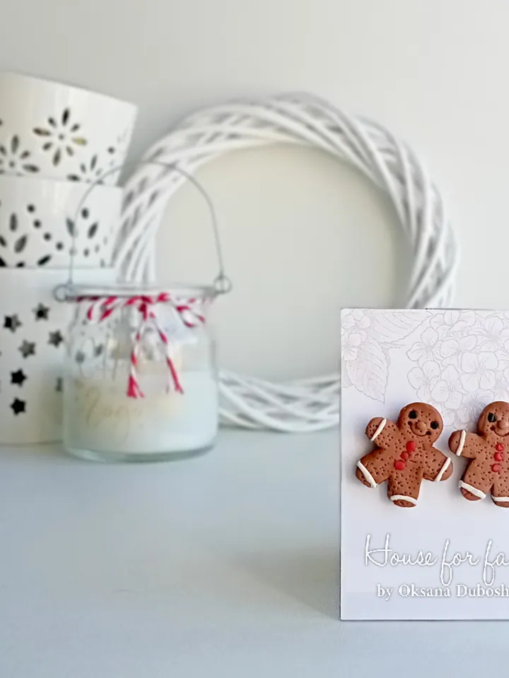 Gingerbread studs earrings/Christmas earrings/Xmax posts/Celebration gift/NEW YEAR Party Earrings/Holiday earrings