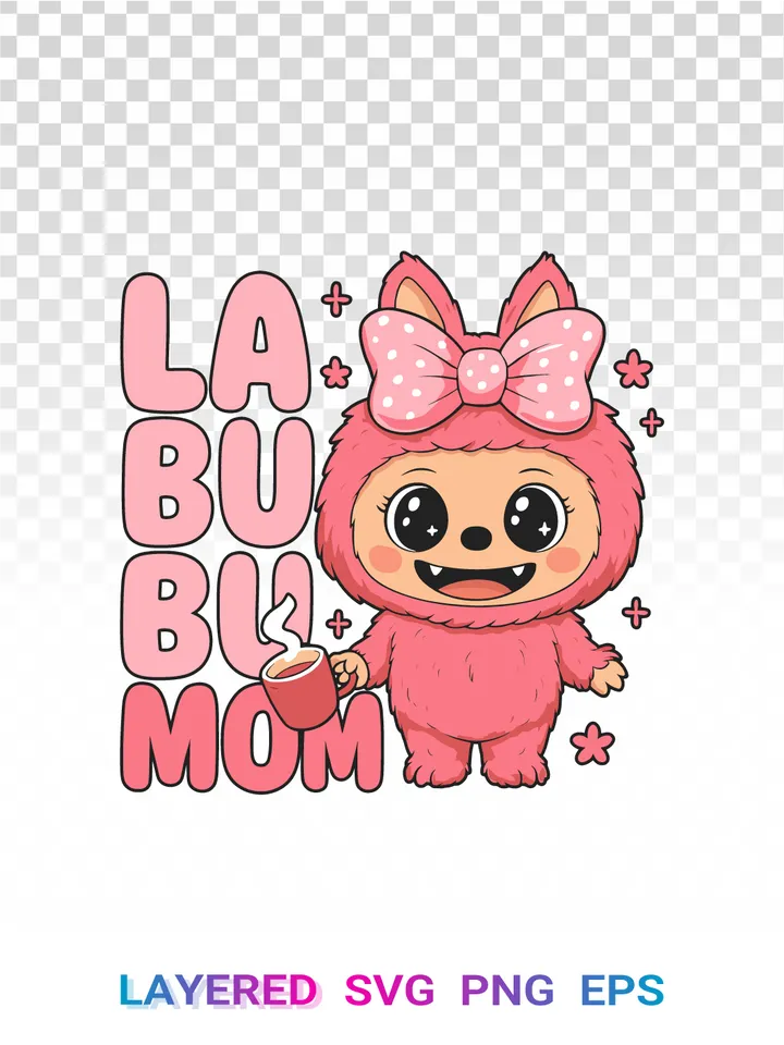 Labubu Mom PNG SVG, Pop Mart Monster Ugly Cute Clipart