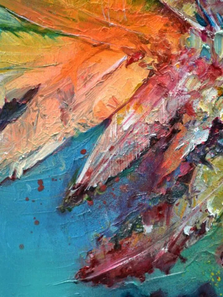Original Painting On Cnavas, Abstract Colorful Feathers Painting, Boho Wall Decor, Large Wall Art, Modern Art, Office Living room Wall Decor