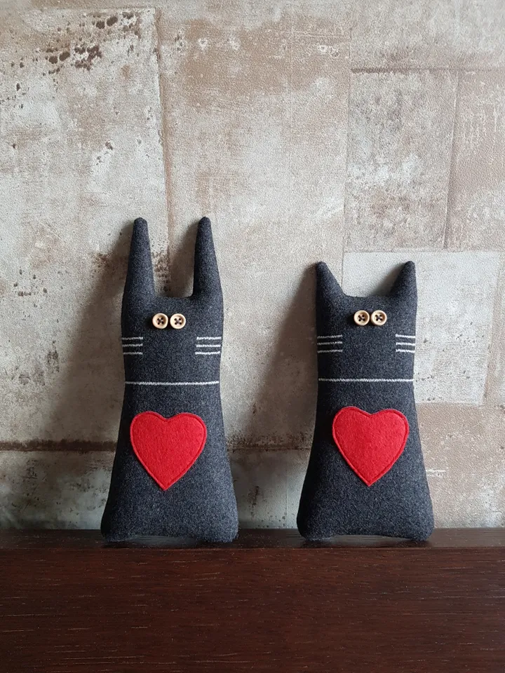 Animal dolls patterns PDF for sewing black cat and rabbit, Halloween doll diy, Stuffed animals sewing patterns
