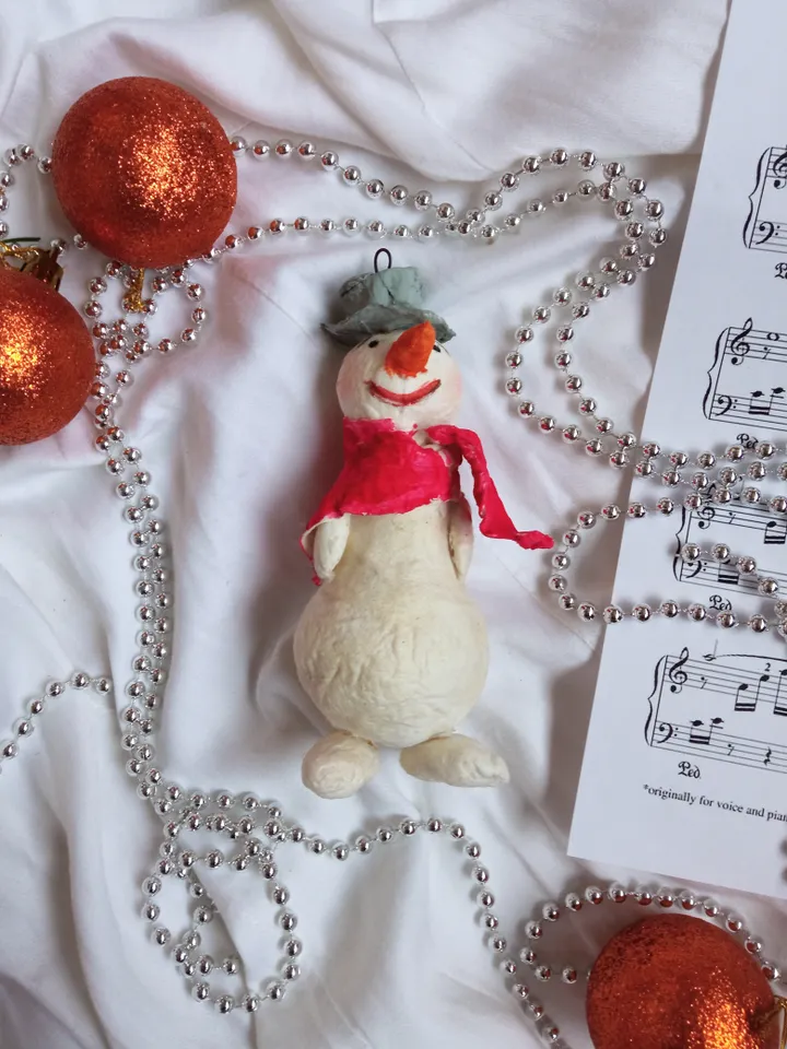 Handmade Snowman Friends Christmas Ornament - Xmas decorations. Christmas tree toy