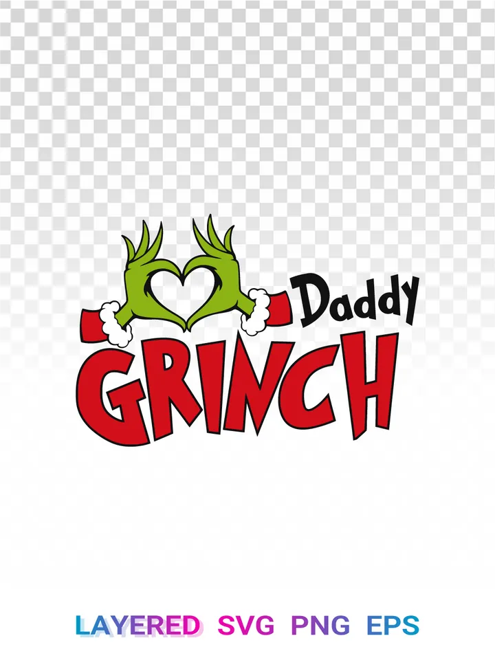 Daddy Grinch PNG, Grinch Dad SVG, Heart Hand Christmas