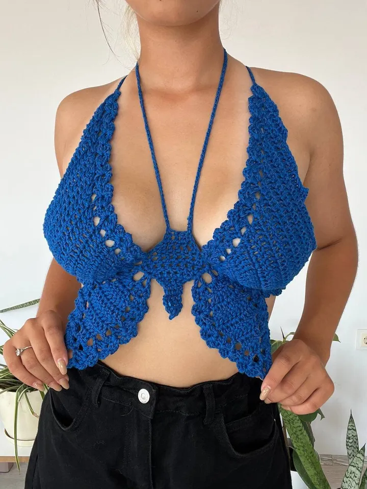 Top butterfly, butterfly top, crochet Butterfly top, halter top/ PDF