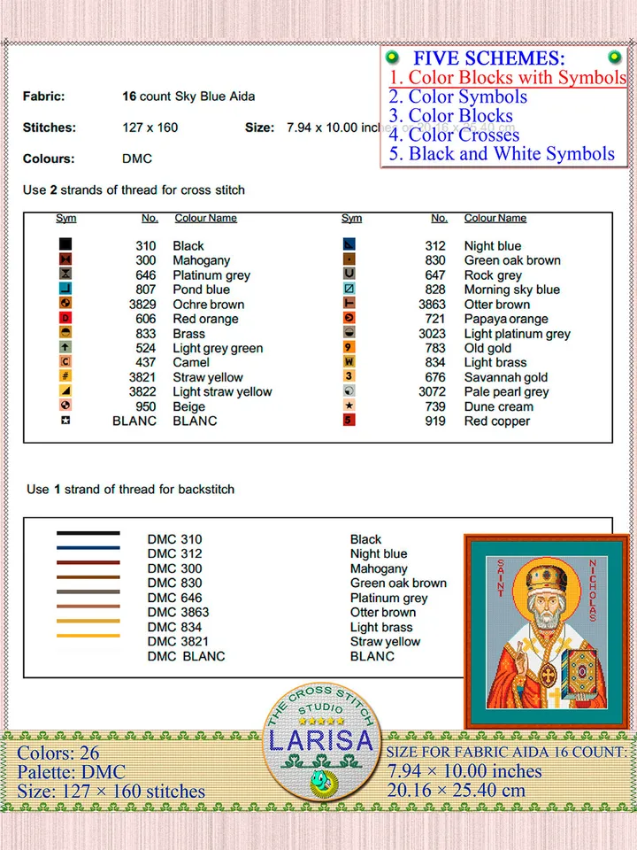 Saint Nicholas Icon Cross Stitch Pattern | Christian Icon