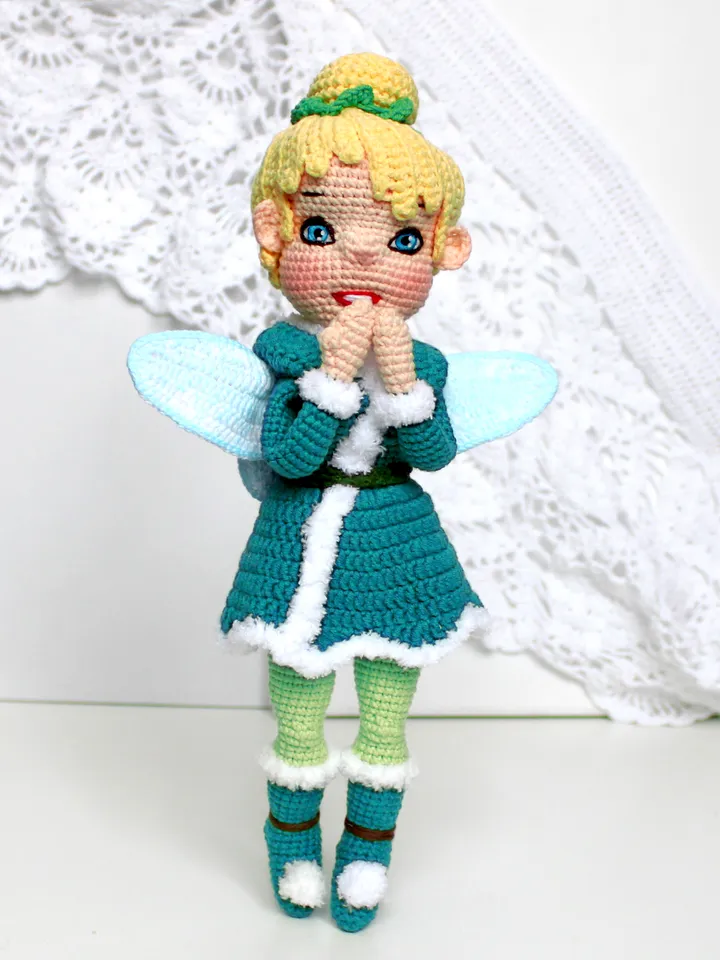 Doll in winter clothes crochet pattern PDF in English