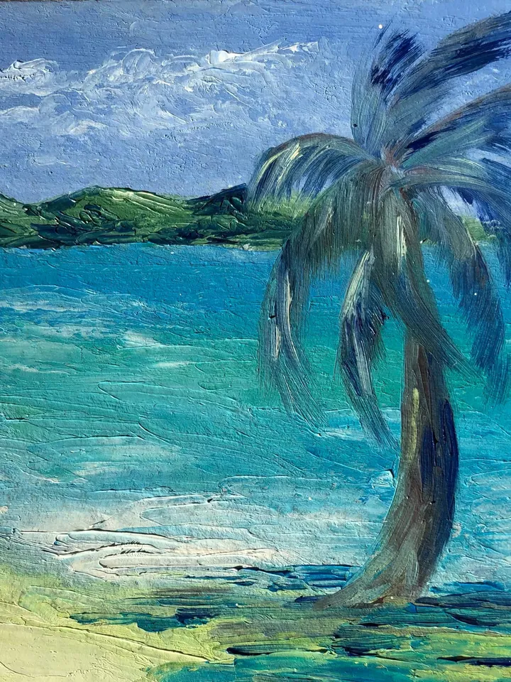 Original oil painting marine scenery beach