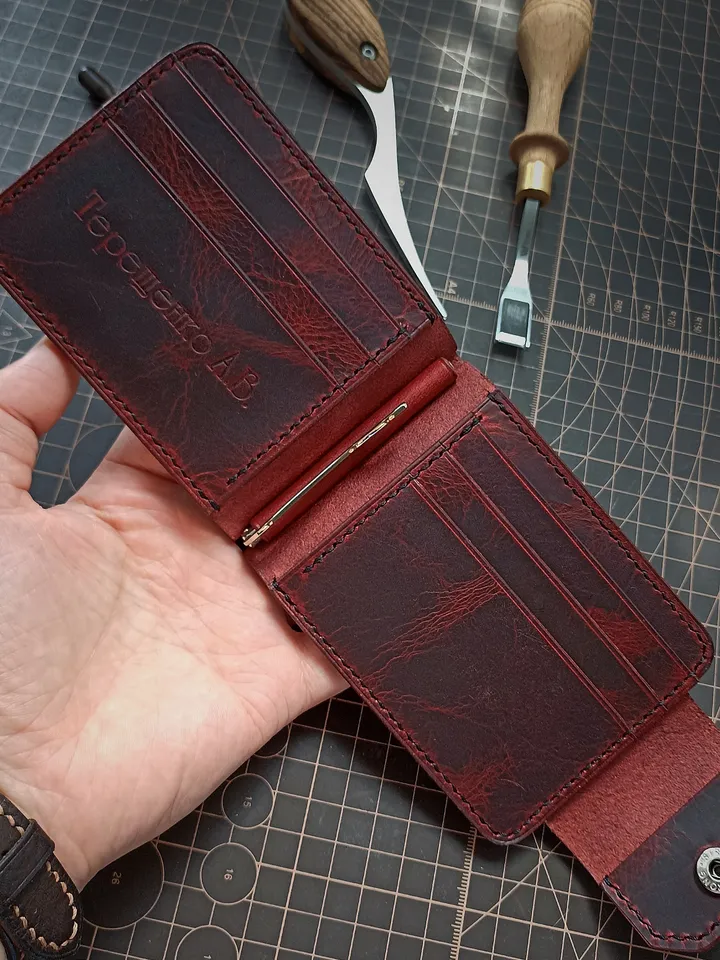 PDF Large wallet pattern with money clip - Leather wallet pattern - Download PDF