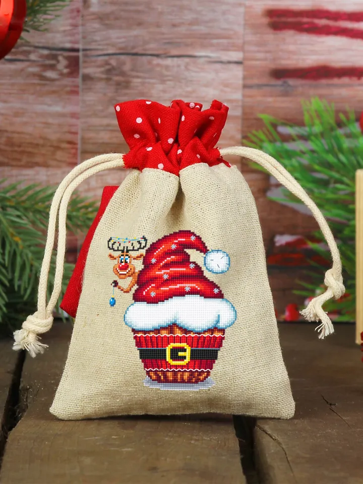 Christmas cupcake cross stitch pattern PDF download Winter dessert cross stitch chart Modern Christmas pattern Cute christmas gift DIY #N38