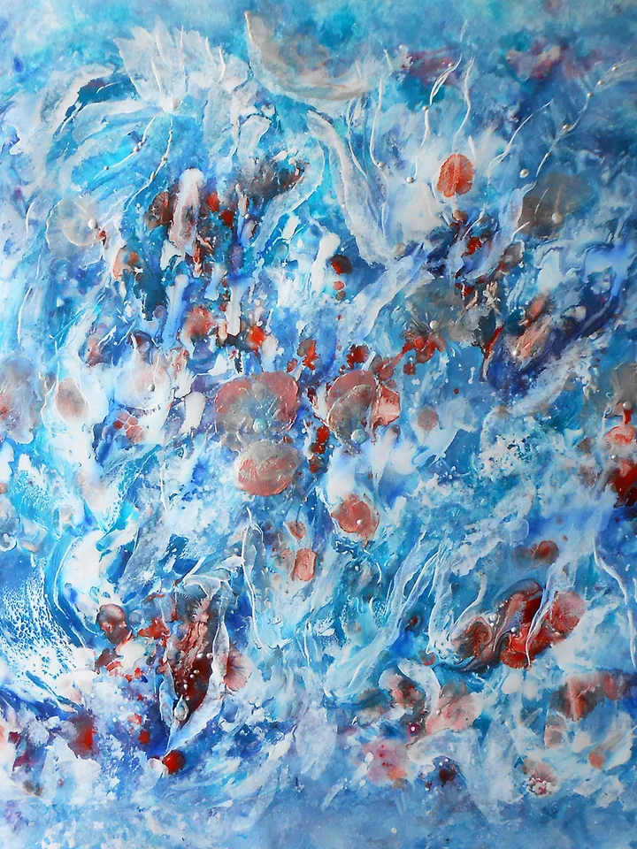 Abstract underwater painting acrylic | Underwater abstract art original