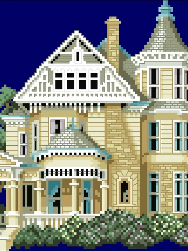 Vintage Cross Stitch Pattern Victorian House Counted Digital Download PDF