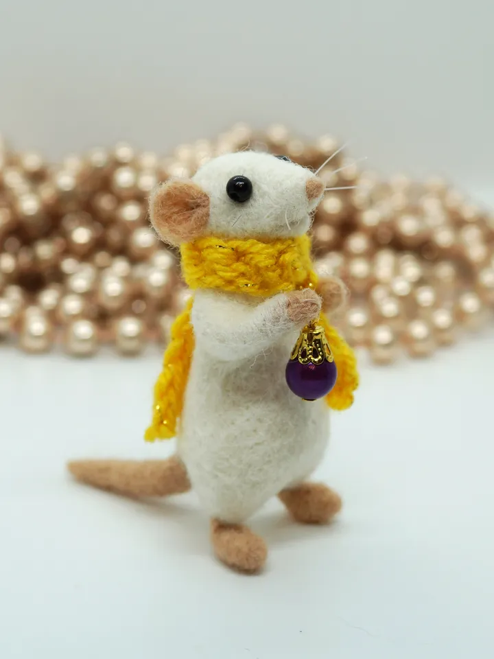 Bernard the mouse, miniature needle felted mouse, Christmas decoration