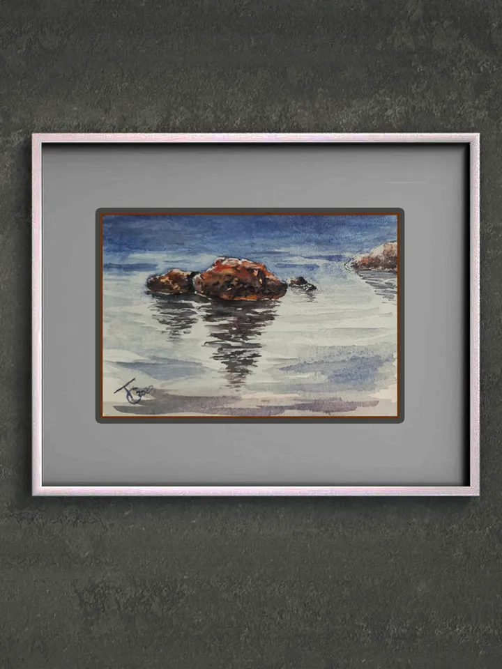 Coastal stones. Sea voyages watercolor series