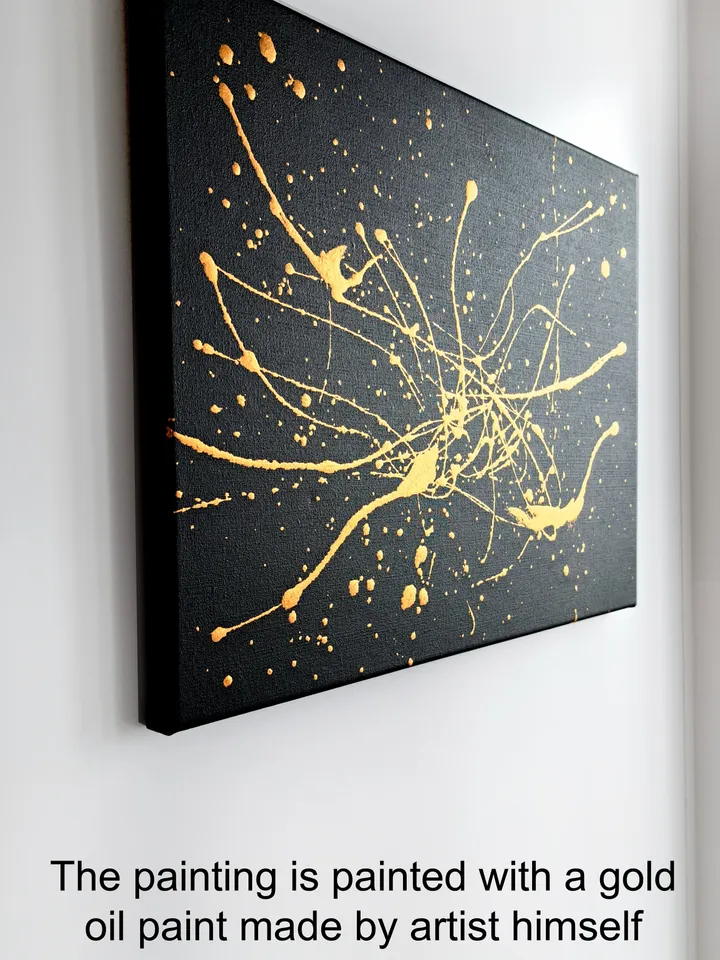 "Birth of the Galaxy" interior oil painting on canvas gold and black abstraction modern art